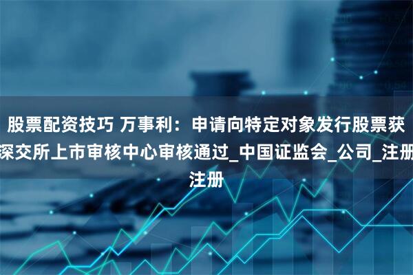 股票配资技巧 万事利：申请向特定对象发行股票获深交所上市审核中心审核通过_中国证监会_公司_注册